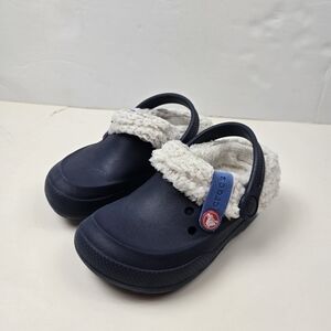 Crocs Fleece Lined Blitzen II Clogs Size C11 Little Kids Navy Blue Water Shoes